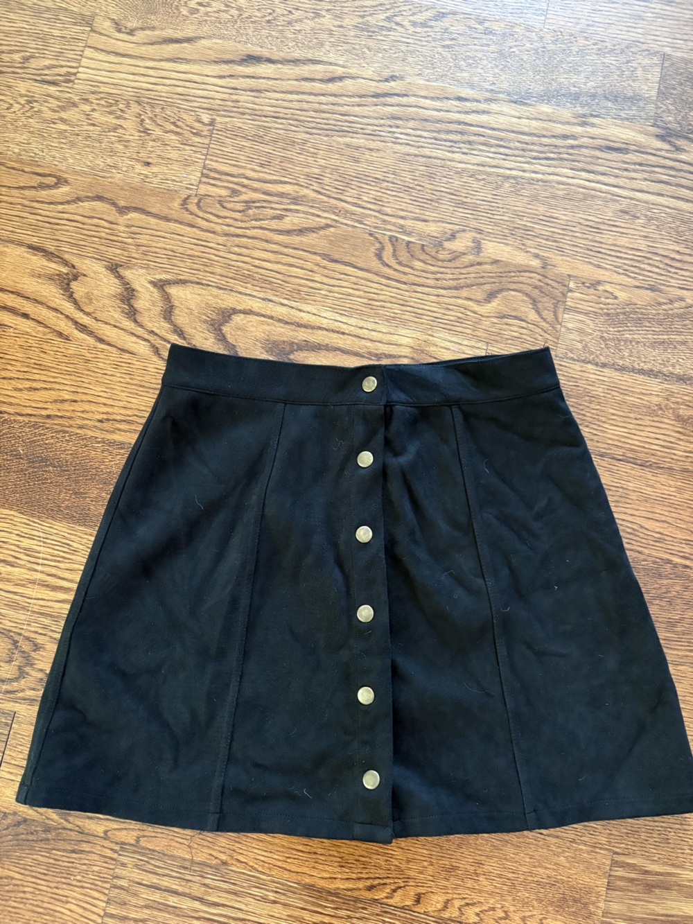 Women's Black Button-Front Mini Skirt